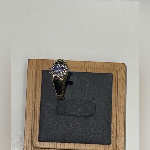 14K Solid Yellow Gold 1.40Ctw Tanzanite & Diamond Ring Size 9 - Picture 8 of 10